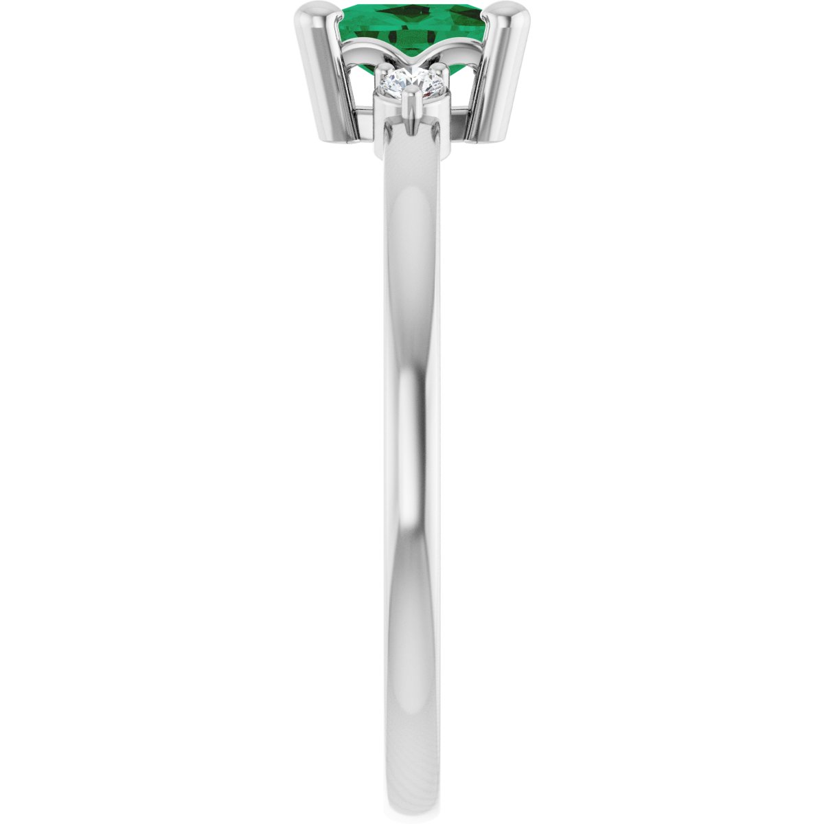 Lab-Grown Emerald & .05 CTW Lab-Grown Diamond Ring in 14k white gold