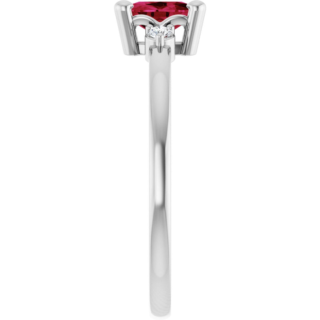 Lab-Grown Ruby & .05 CTW Lab-Grown Diamond Ring in 14k white gold