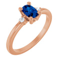 Lab-Grown Blue Sapphire & .05 CTW Lab-Grown Diamond Ring in 14k rose gold