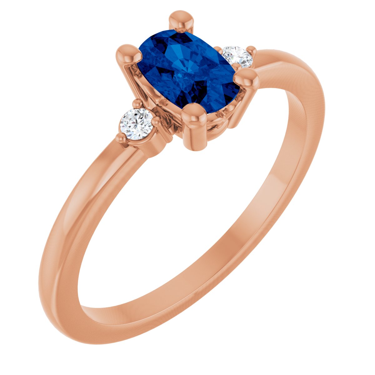 Lab-Grown Blue Sapphire & .05 CTW Lab-Grown Diamond Ring in 14k rose gold