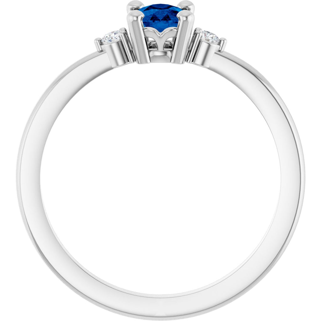 Lab-Grown Blue Sapphire & .05 CTW Lab-Grown Diamond Ring in 14k white gold