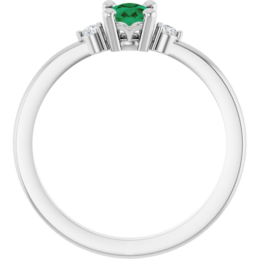 Lab-Grown Emerald & .05 CTW Natural Diamond Ring in platinum