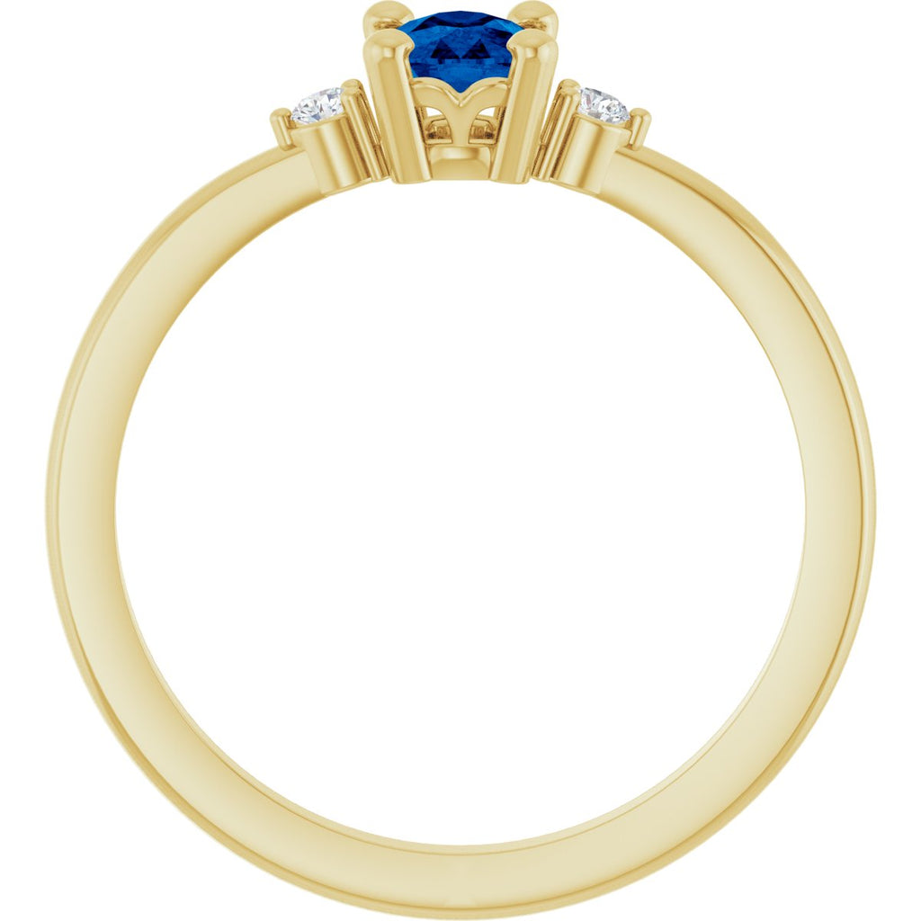 Lab-Grown Blue Sapphire & .05 CTW Lab-Grown Diamond Ring in 14k yellow gold
