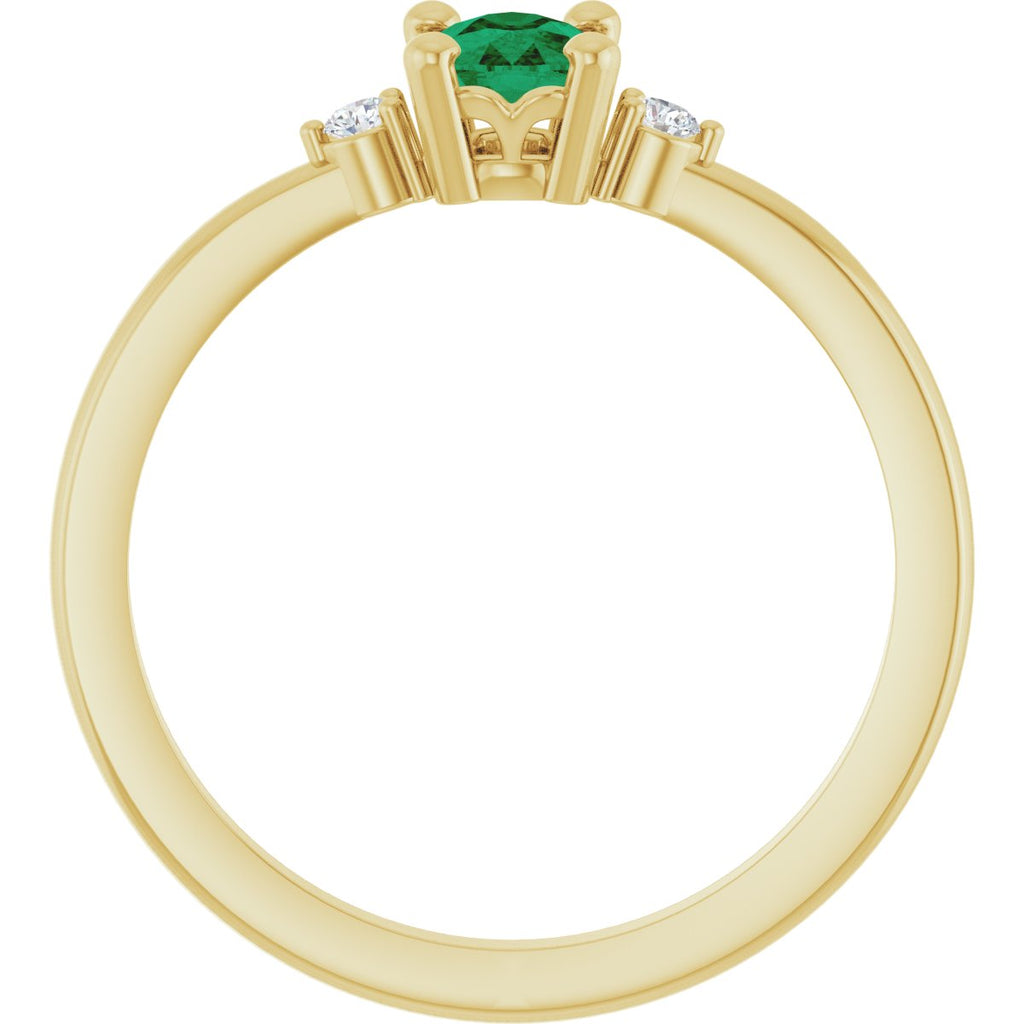 Lab-Grown Emerald & .05 CTW Natural Diamond Ring in 14k yellow gold