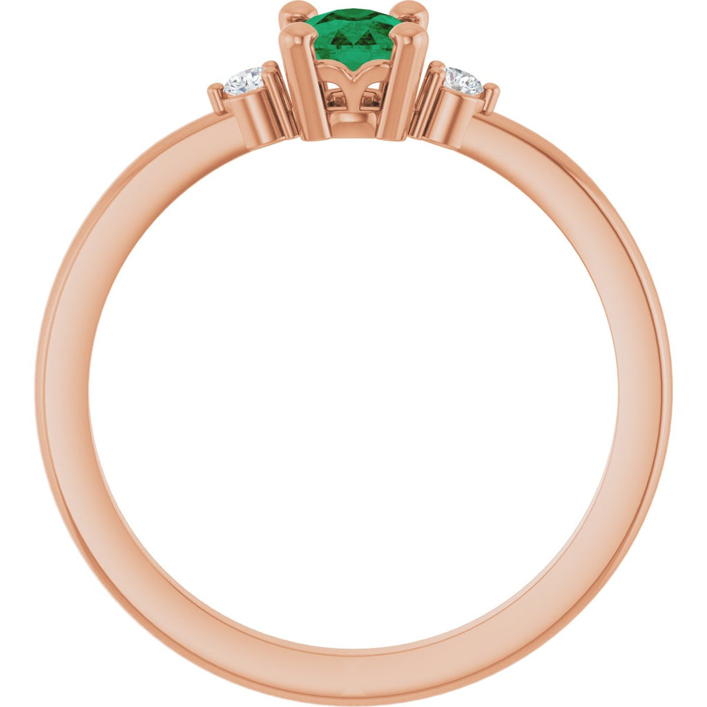 Lab-Grown Emerald & .05 CTW Lab-Grown Diamond Ring in 14k rose gold