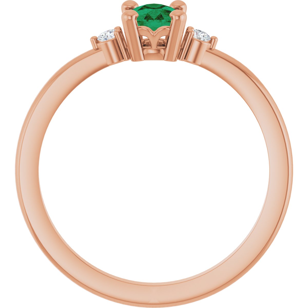 Lab-Grown Emerald & .05 CTW Lab-Grown Diamond Ring in 14k rose gold