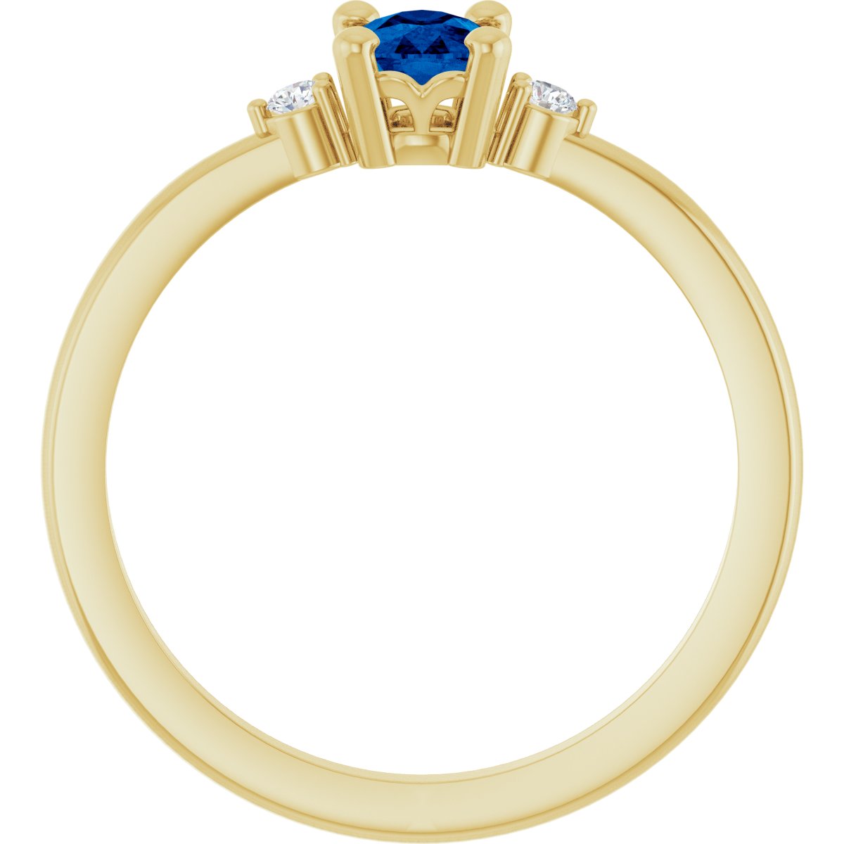 Lab-Grown Blue Sapphire & .05 CTW Natural Diamond Ring in 14k yellow gold