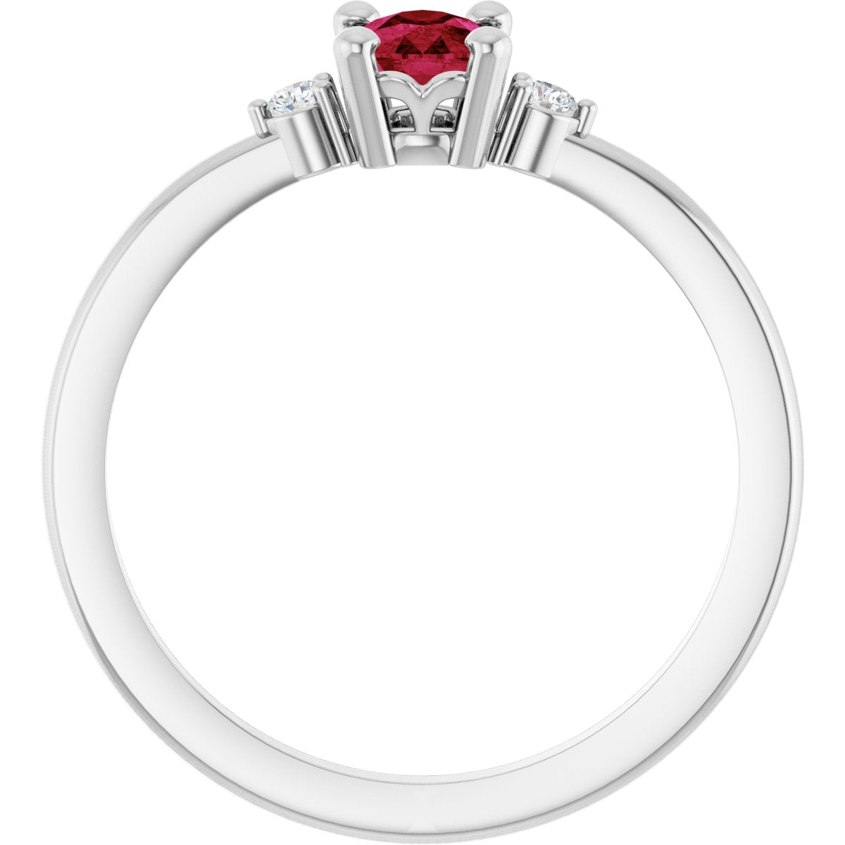 Lab-Grown Ruby & .05 CTW Natural Diamond Ring in 14k white gold