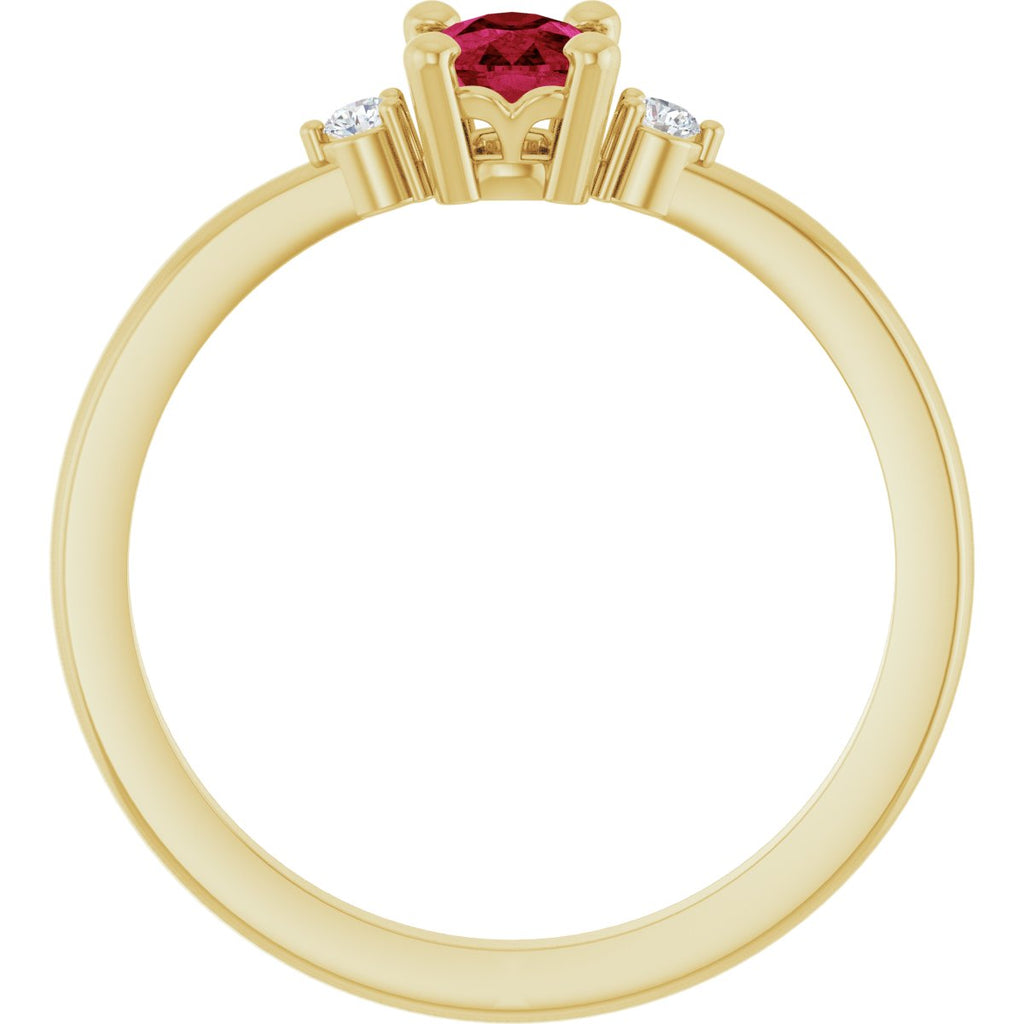 Lab-Grown Ruby & .05 CTW Natural Diamond Ring in 14k yellow gold