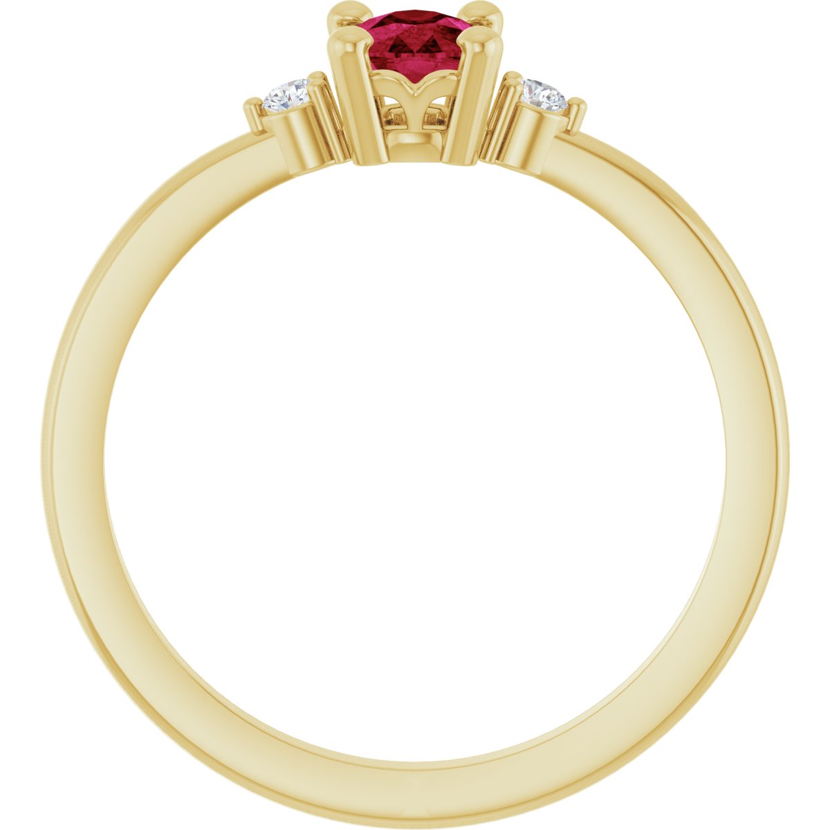 Lab-Grown Ruby & .05 CTW Natural Diamond Ring in 14k yellow gold