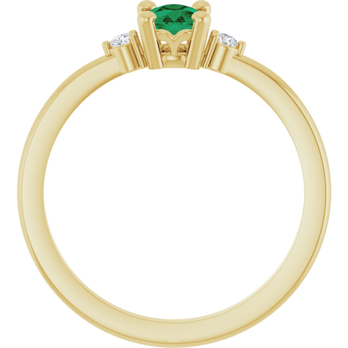 Lab-Grown Emerald & .05 CTW Lab-Grown Diamond Ring in 14k yellow gold