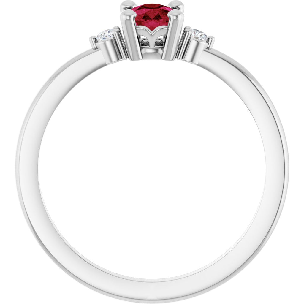 Lab-Grown Ruby & .05 CTW Lab-Grown Diamond Ring in 14k white gold