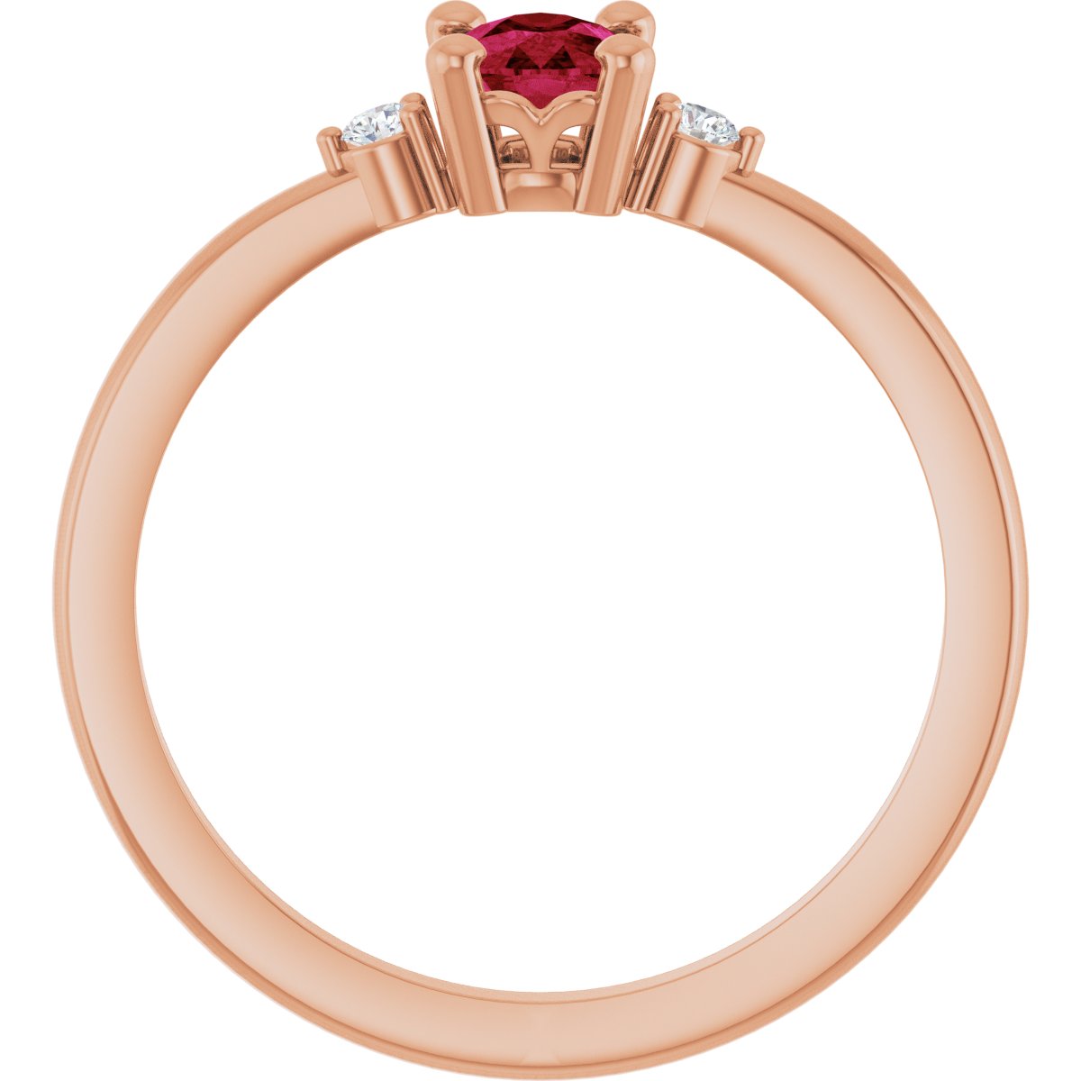 Lab-Grown Ruby & .05 CTW Natural Diamond Ring in 14k rose gold