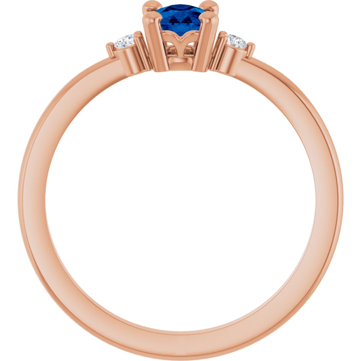 Lab-Grown Blue Sapphire & .05 CTW Lab-Grown Diamond Ring in 14k rose gold