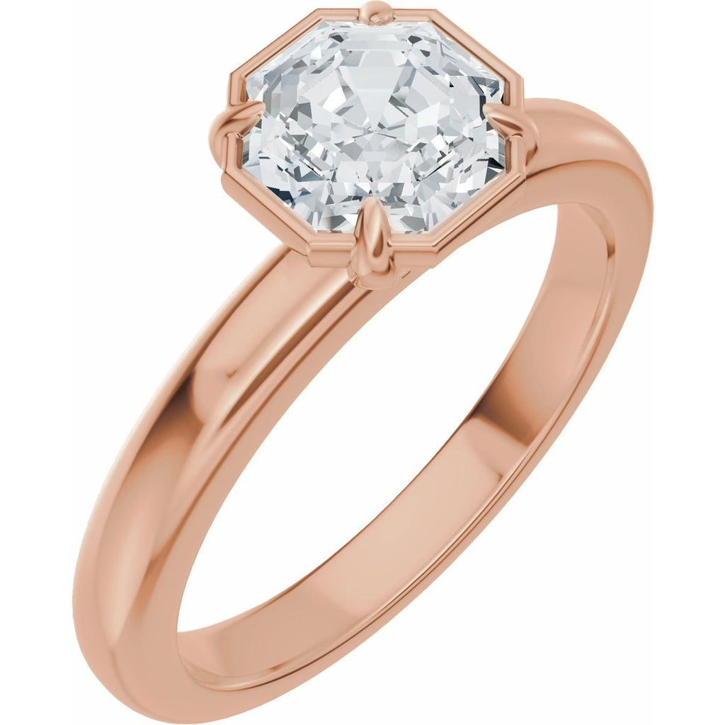 1 CT Octagon Lab-Grown Diamond Engagement Ring in 14k rose gold