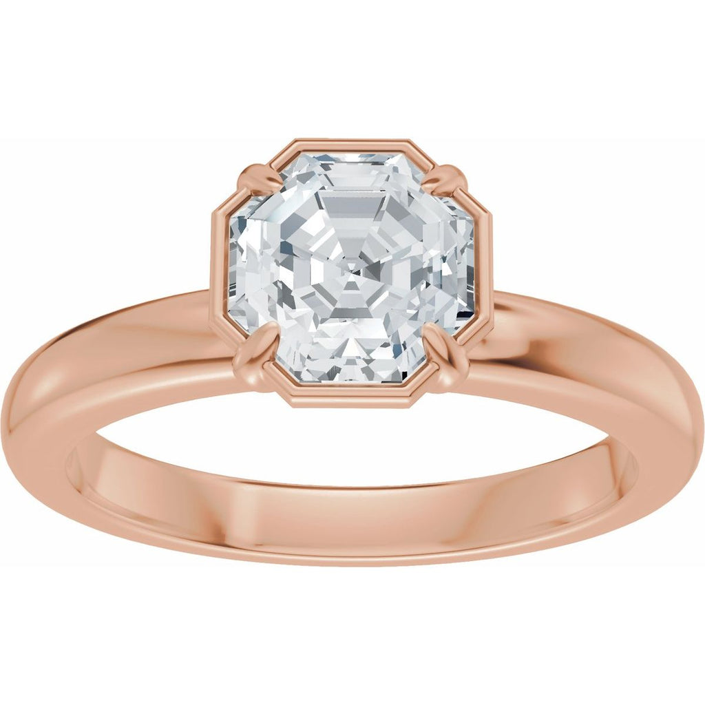 1 CT Octagon Lab-Grown Diamond Engagement Ring in 14k rose gold