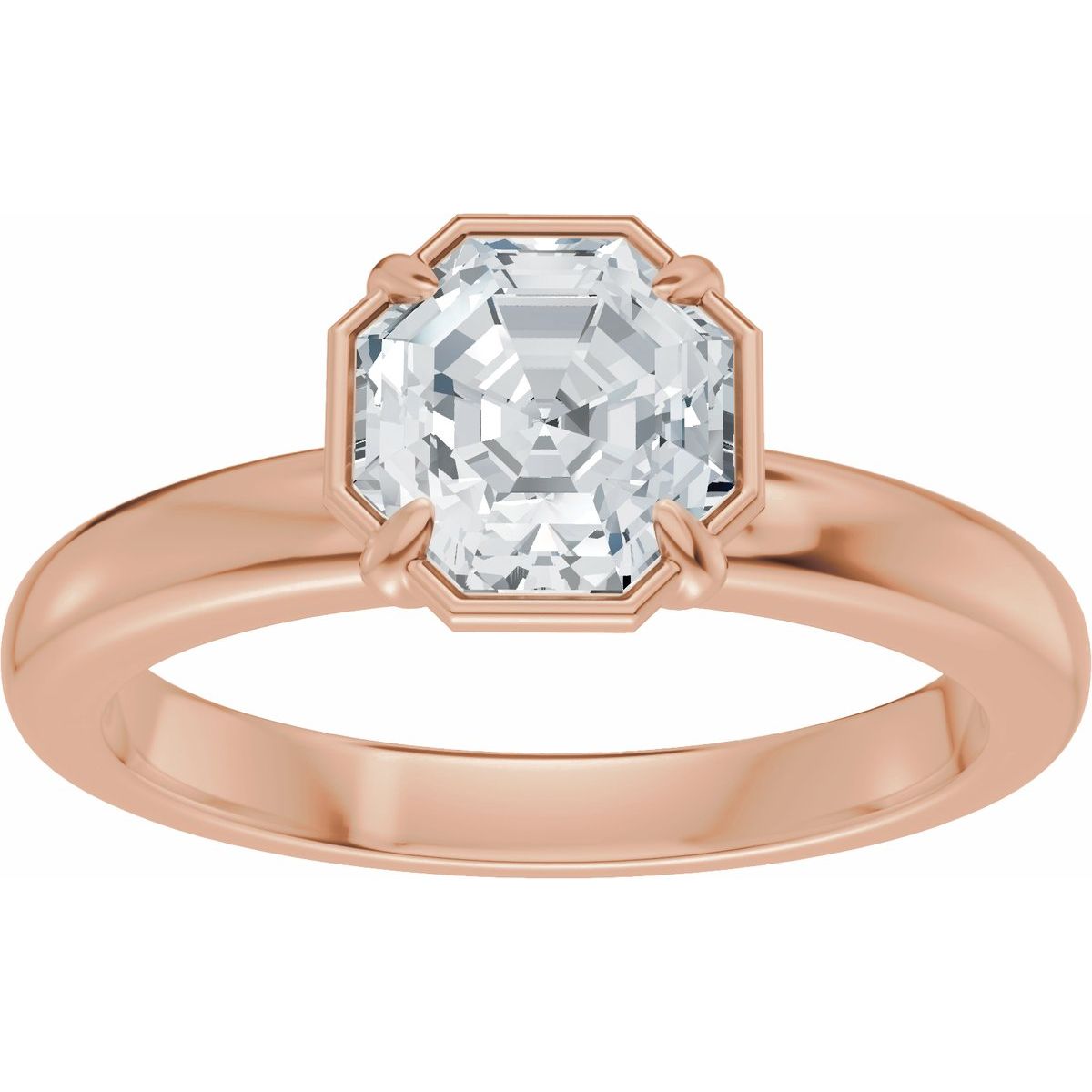 1 CT Octagon Lab-Grown Diamond Engagement Ring in 14k rose gold