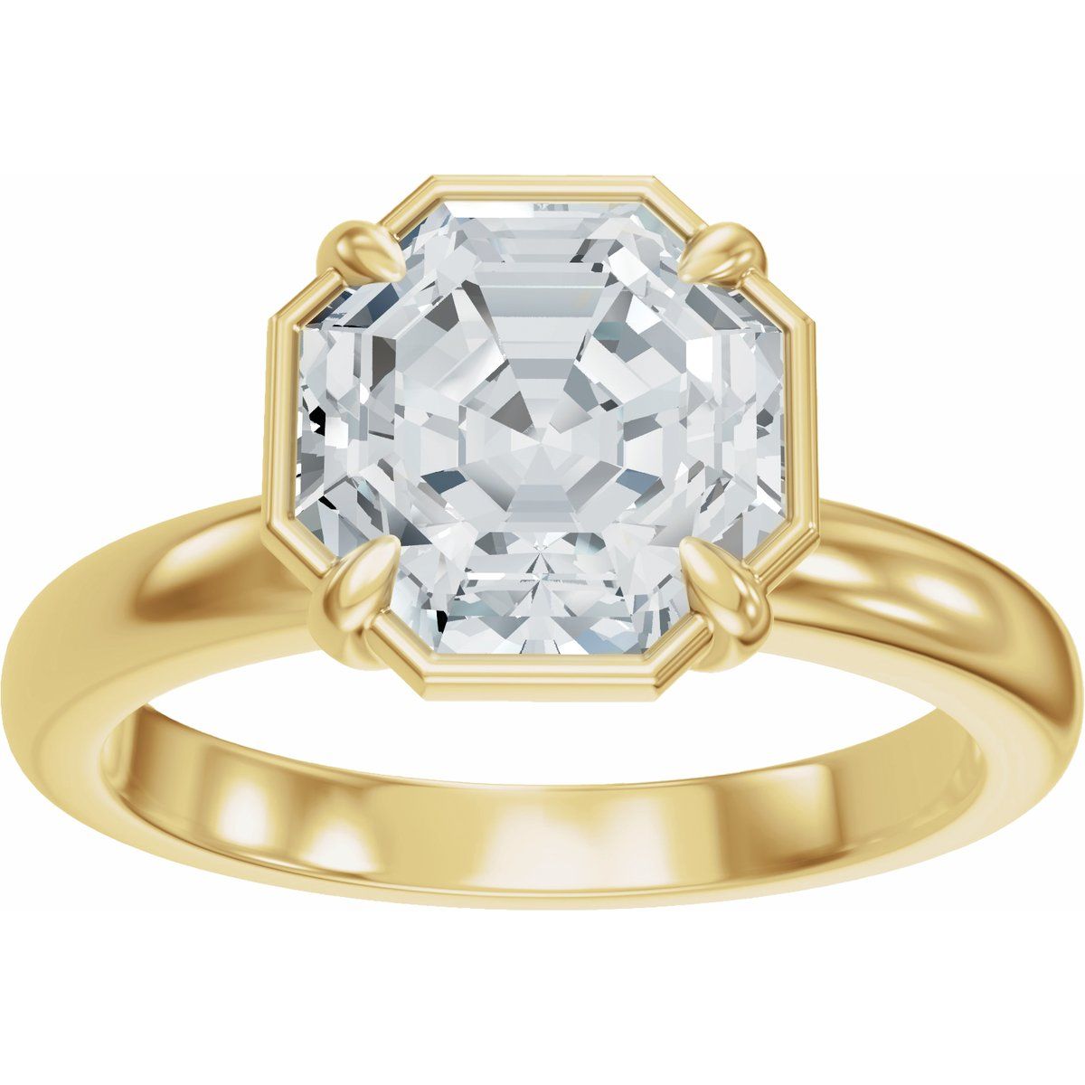 2 CT Octagon Lab-Grown Diamond Engagement Ring in 14k yellow gold