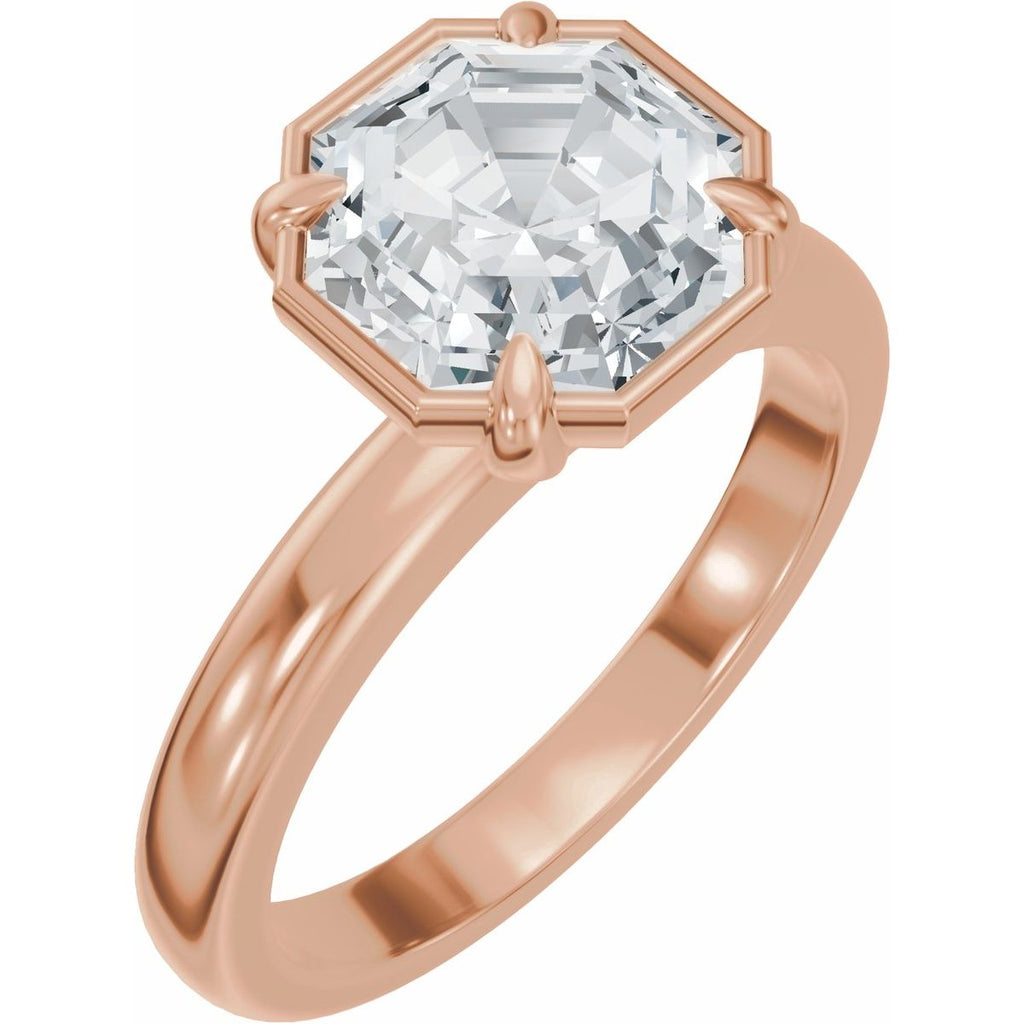 2 CT Octagon Lab-Grown Diamond Engagement Ring in 14k rose gold