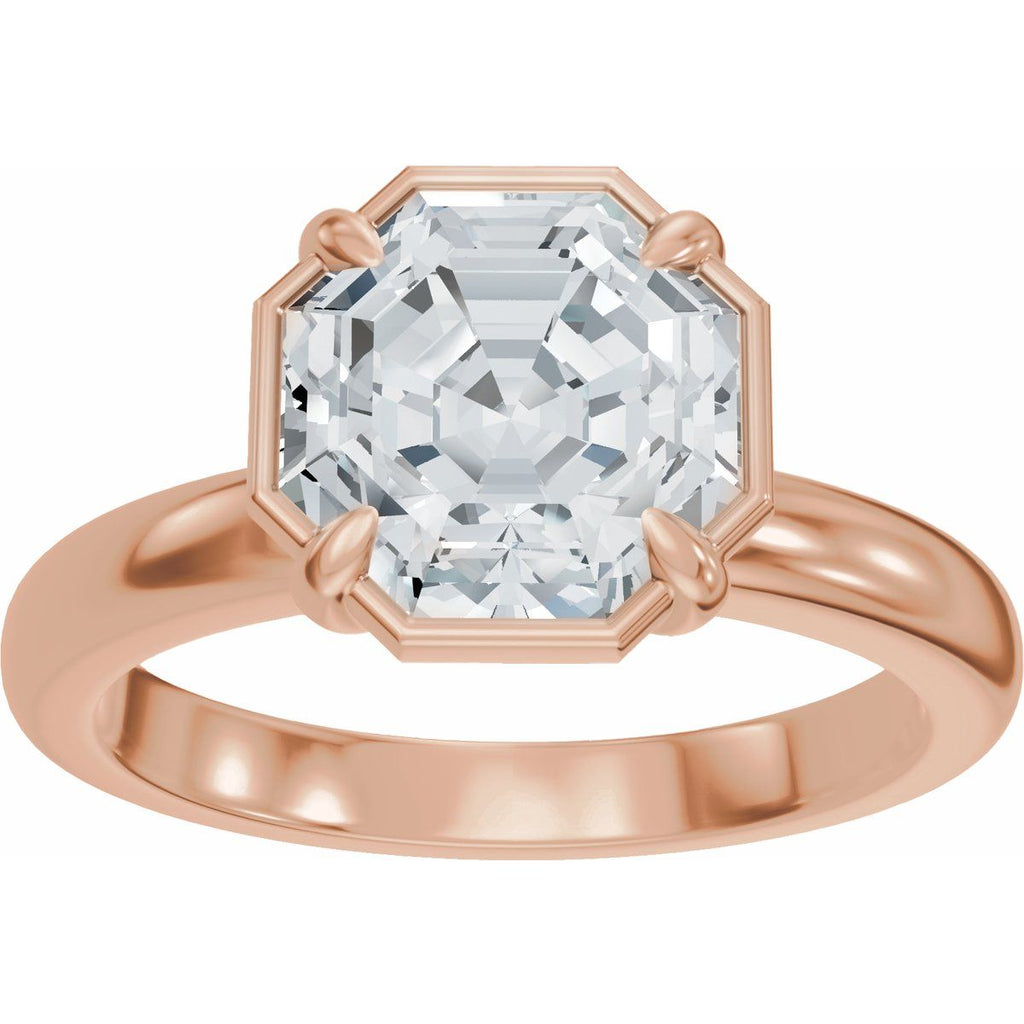 2 CT Octagon Lab-Grown Diamond Engagement Ring in 14k rose gold