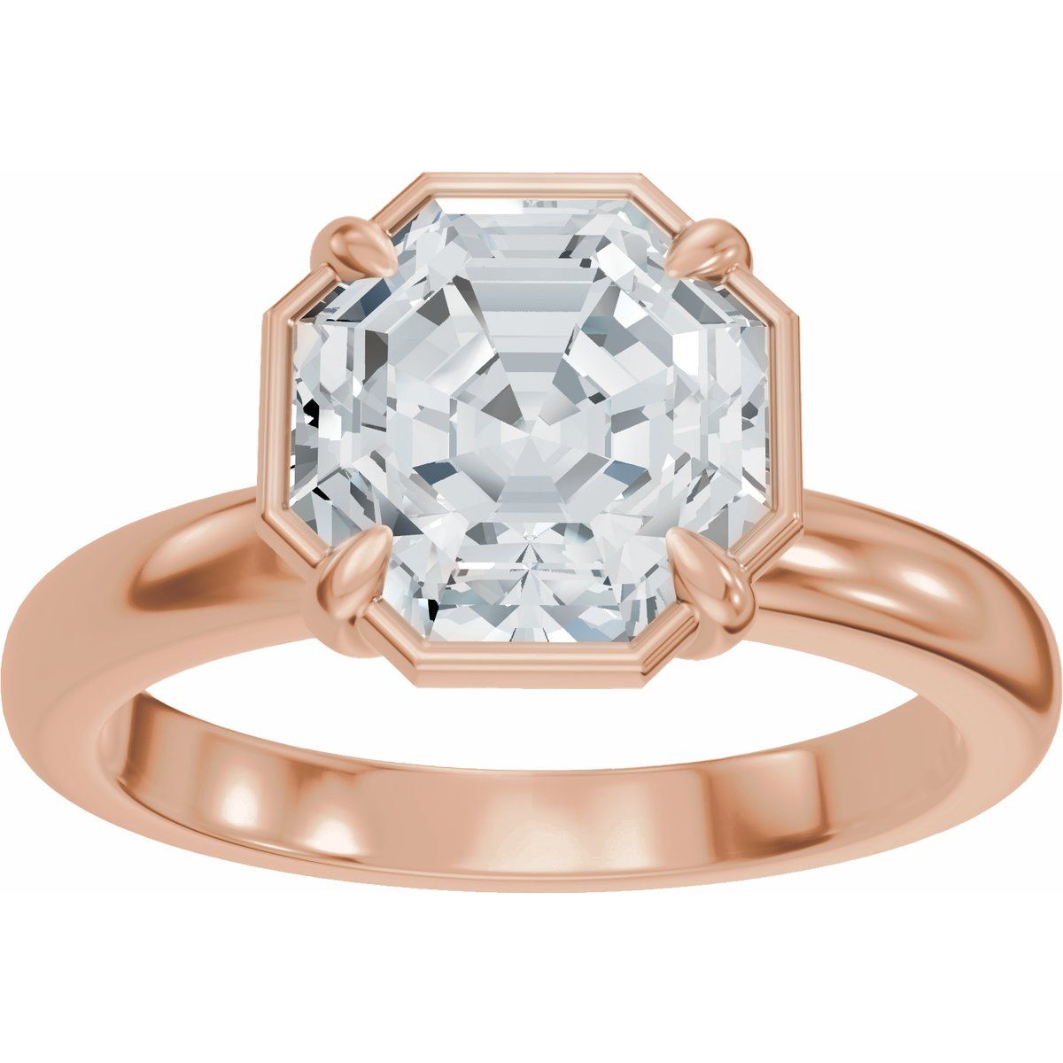 2 CT Octagon Lab-Grown Diamond Engagement Ring in 14k rose gold