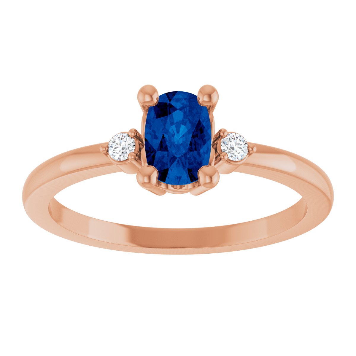 Lab-Grown Blue Sapphire & .05 CTW Lab-Grown Diamond Ring in 14k rose gold