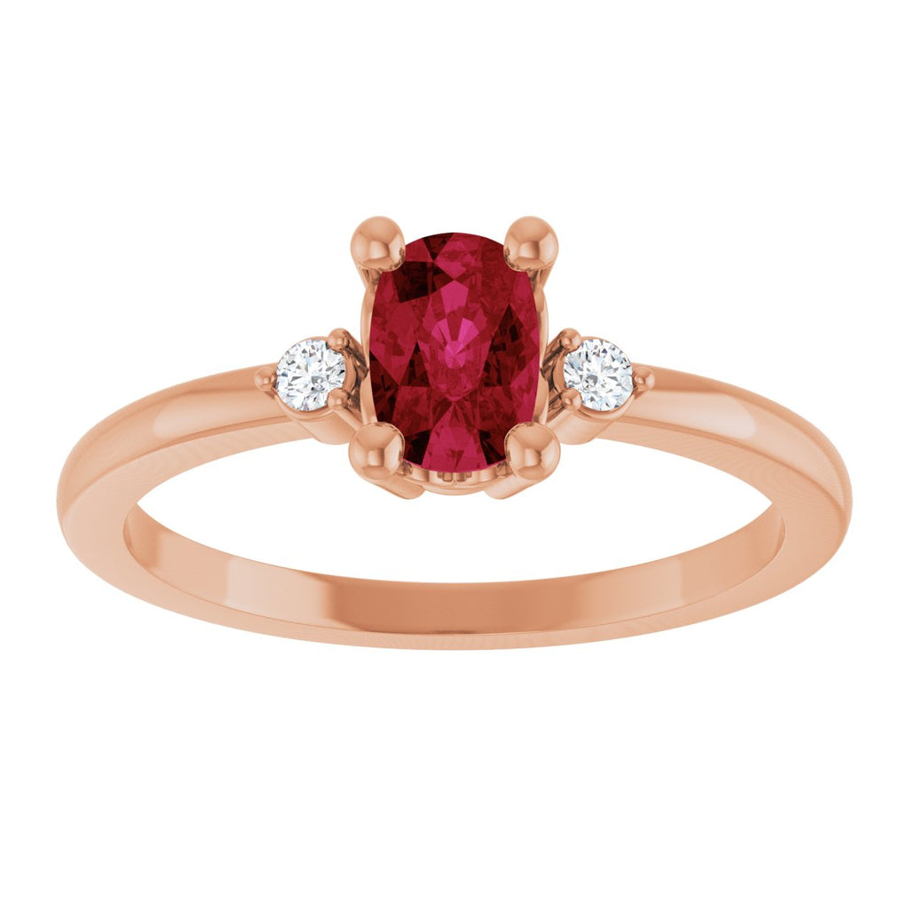 Lab-Grown Ruby & .05 CTW Natural Diamond Ring in 14k rose gold