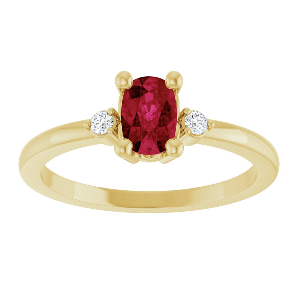 Lab-Grown Ruby & .05 CTW Natural Diamond Ring in 14k yellow gold