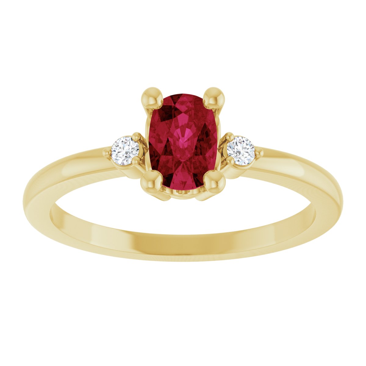 Lab-Grown Ruby & .05 CTW Natural Diamond Ring in 14k yellow gold