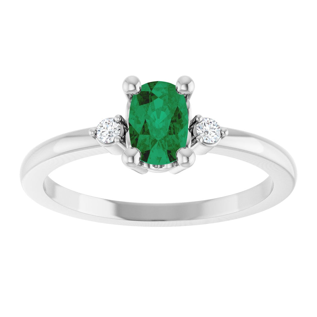 Lab-Grown Emerald & .05 CTW Natural Diamond Ring in platinum