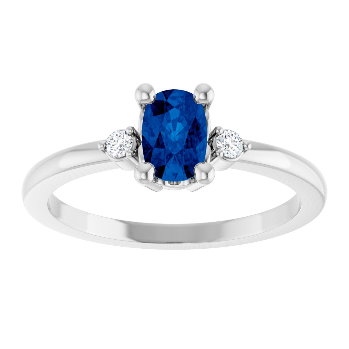 Lab-Grown Blue Sapphire & .05 CTW Natural Diamond Ring in 14k white gold