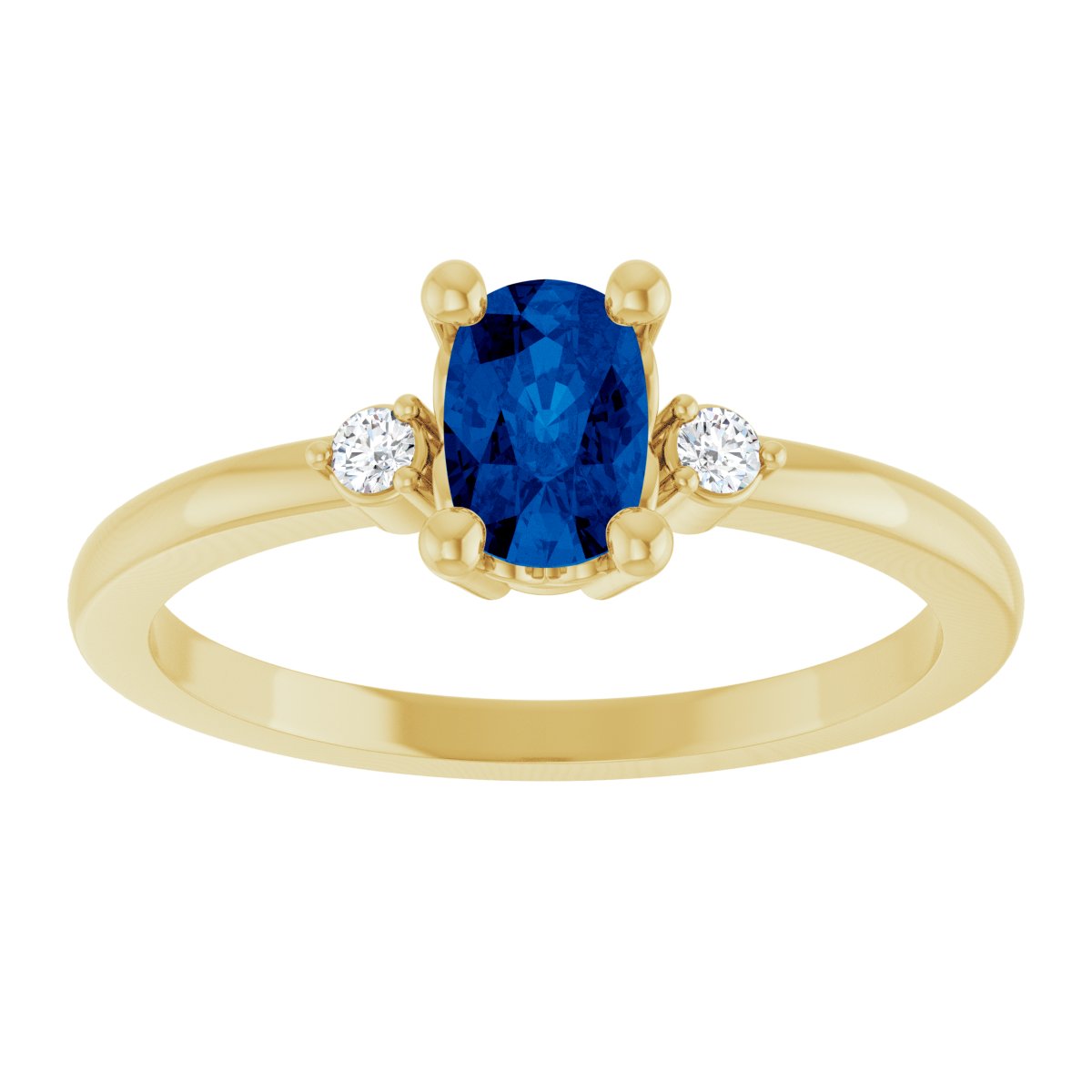 Lab-Grown Blue Sapphire & .05 CTW Natural Diamond Ring in 14k yellow gold