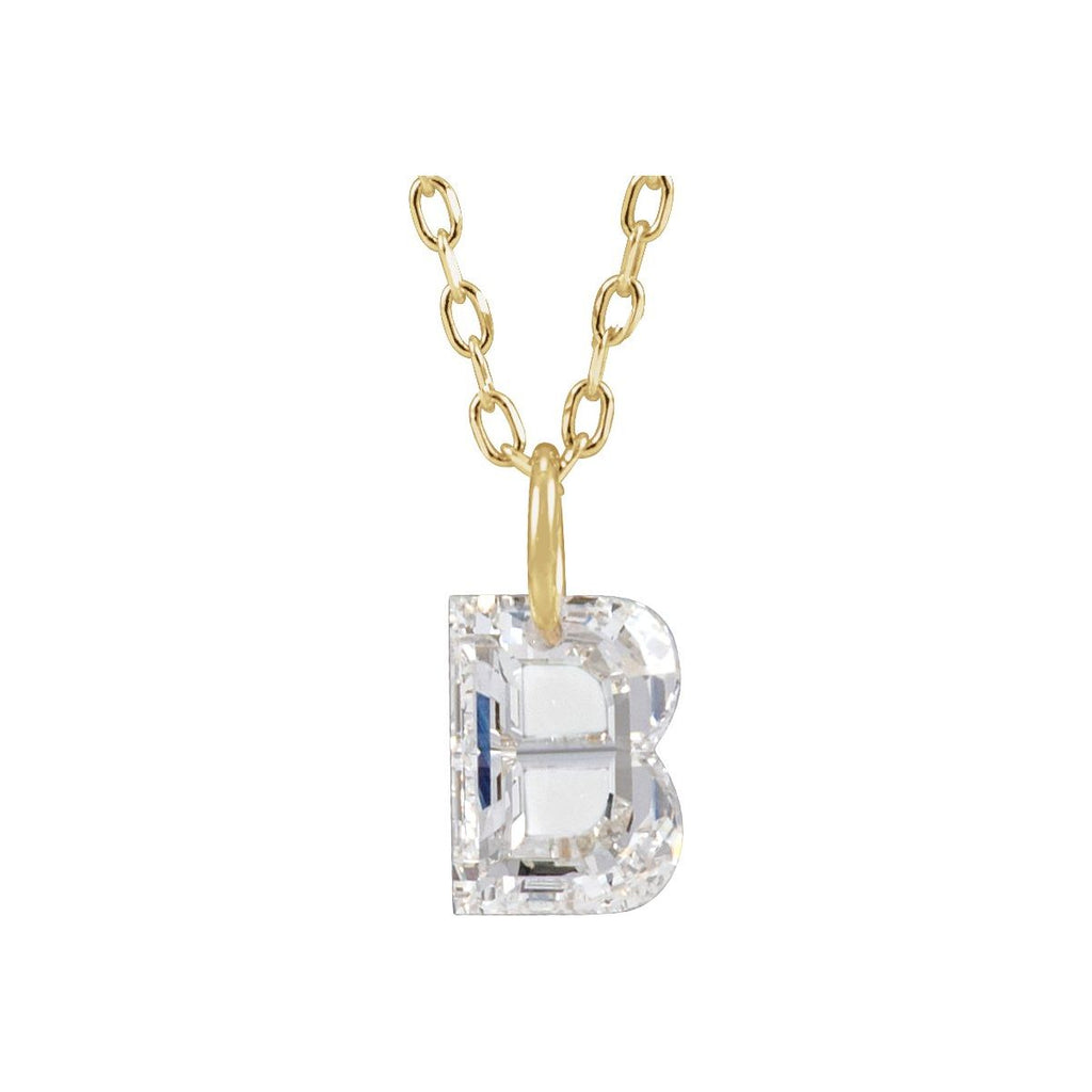 1 1/5 CT Lab-Grown Diamond Initial B Necklace in 14k yellow gold
