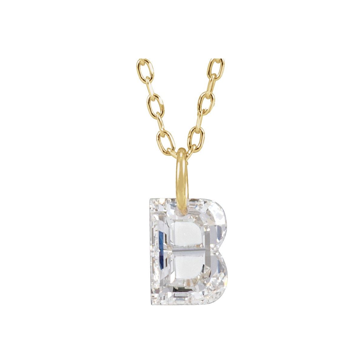 1 1/5 CT Lab-Grown Diamond Initial B Necklace in 14k yellow gold