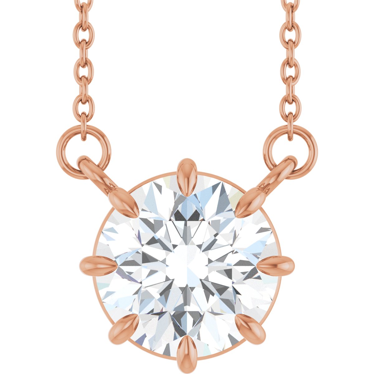 2 CT Lab-Grown Diamond Solitaire Necklace in 14k rose gold