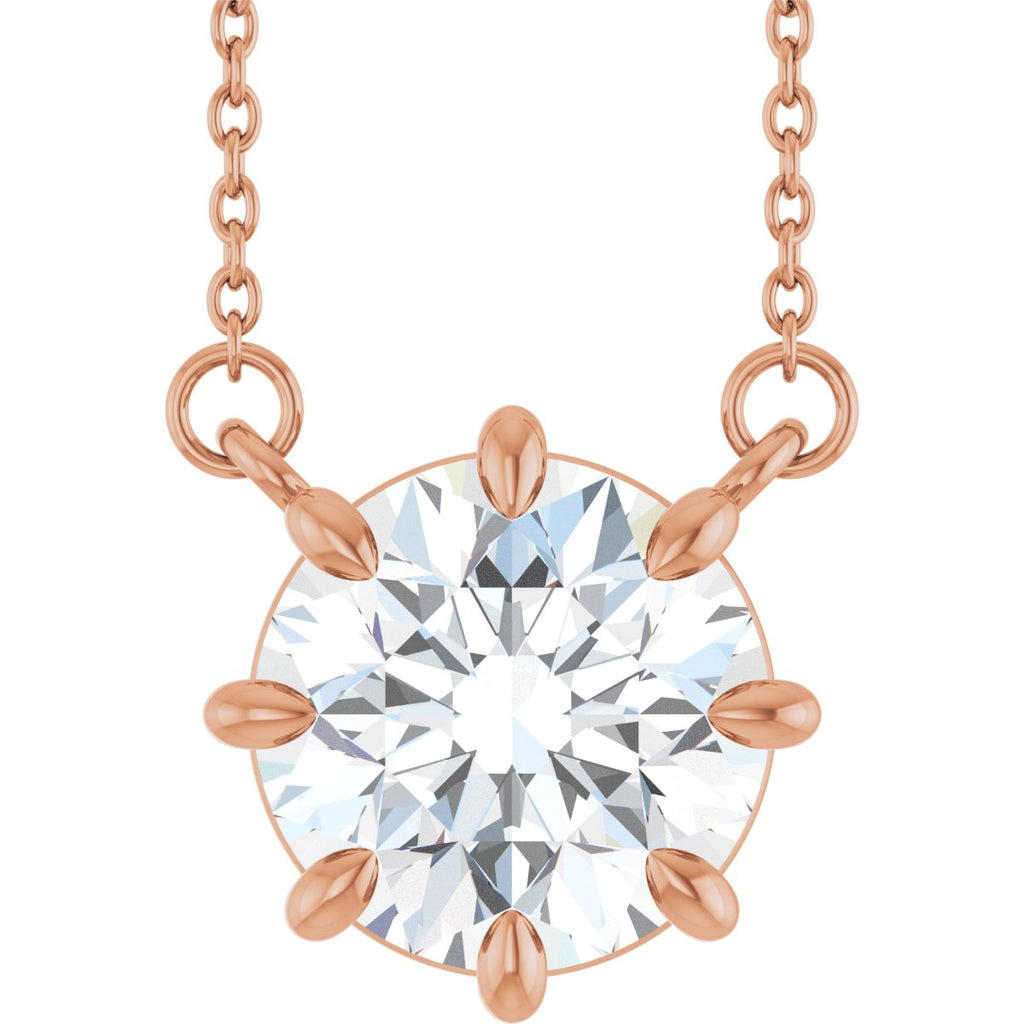 2 9/10 CT Lab-Grown Diamond Solitaire Necklace in 14k rose gold