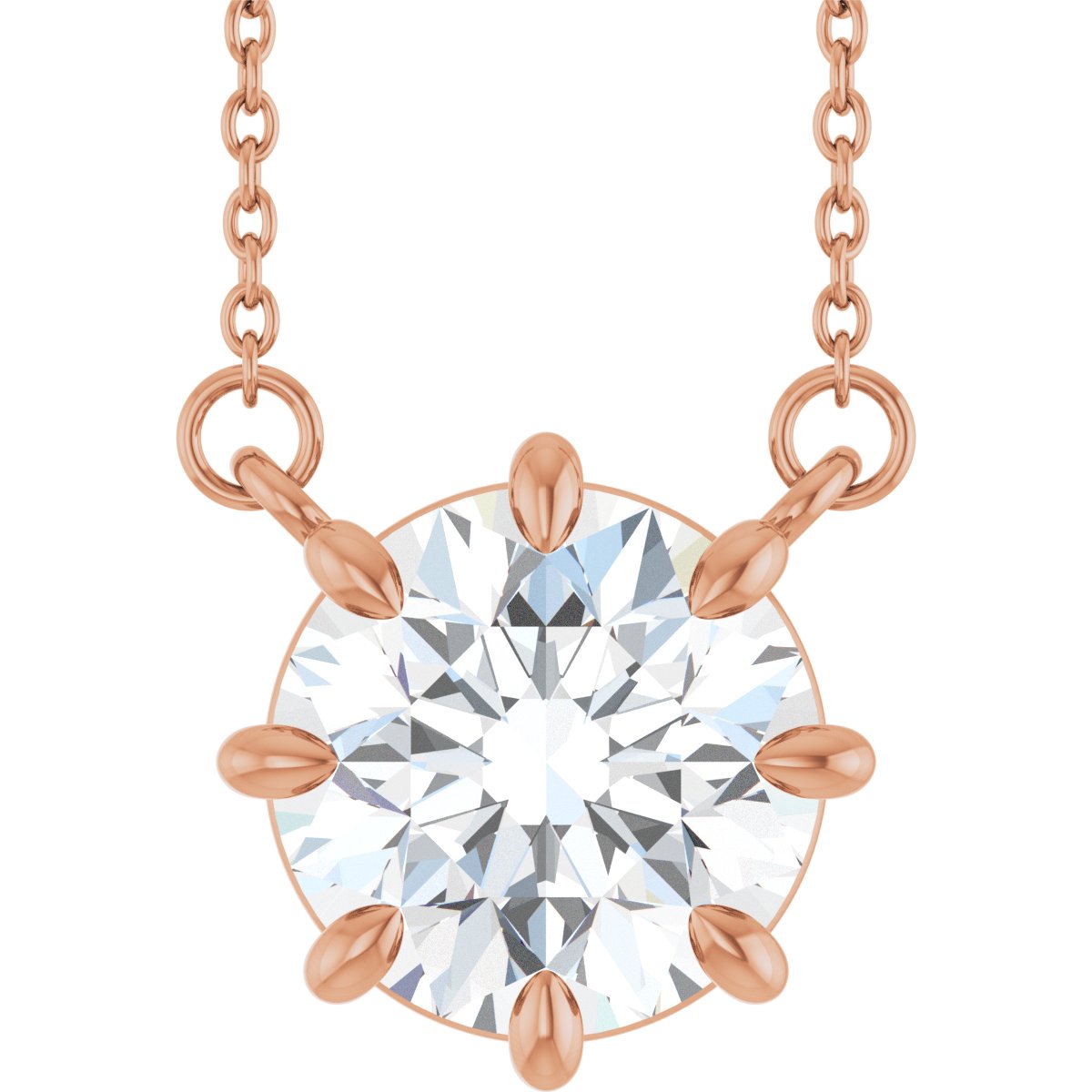 2 9/10 CT Lab-Grown Diamond Solitaire Necklace in 14k rose gold