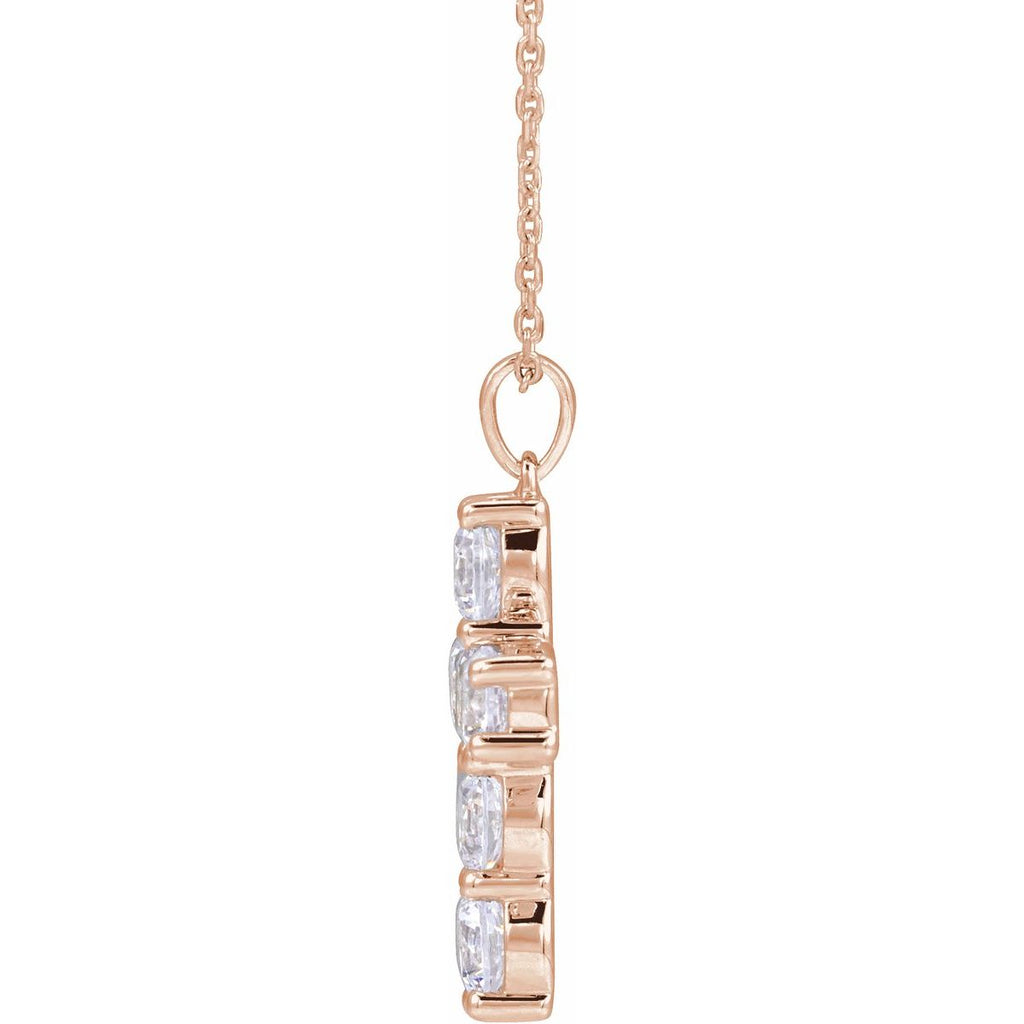 1 3/4 CTW Natural Diamond Cross Necklace in 14k rose gold