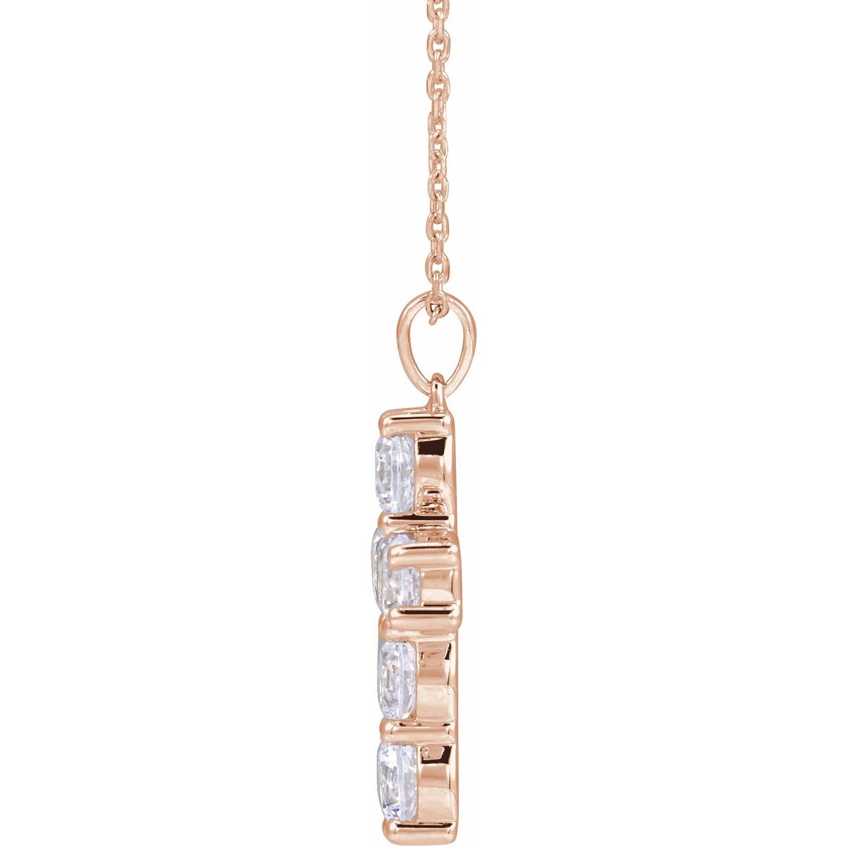1 3/4 CTW Natural Diamond Cross Necklace in 14k rose gold