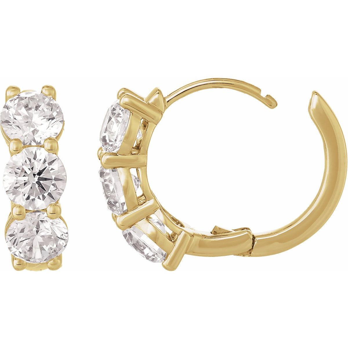 3 CTW Lab-Grown Diamond 15 mm Hoop Earrings in 14k yellow gold