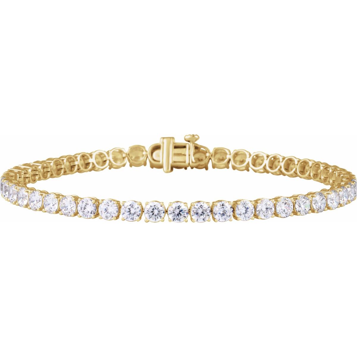 7 CTW Lab-Grown Diamond Low Profile Line Bracelet in 14k yellow gold