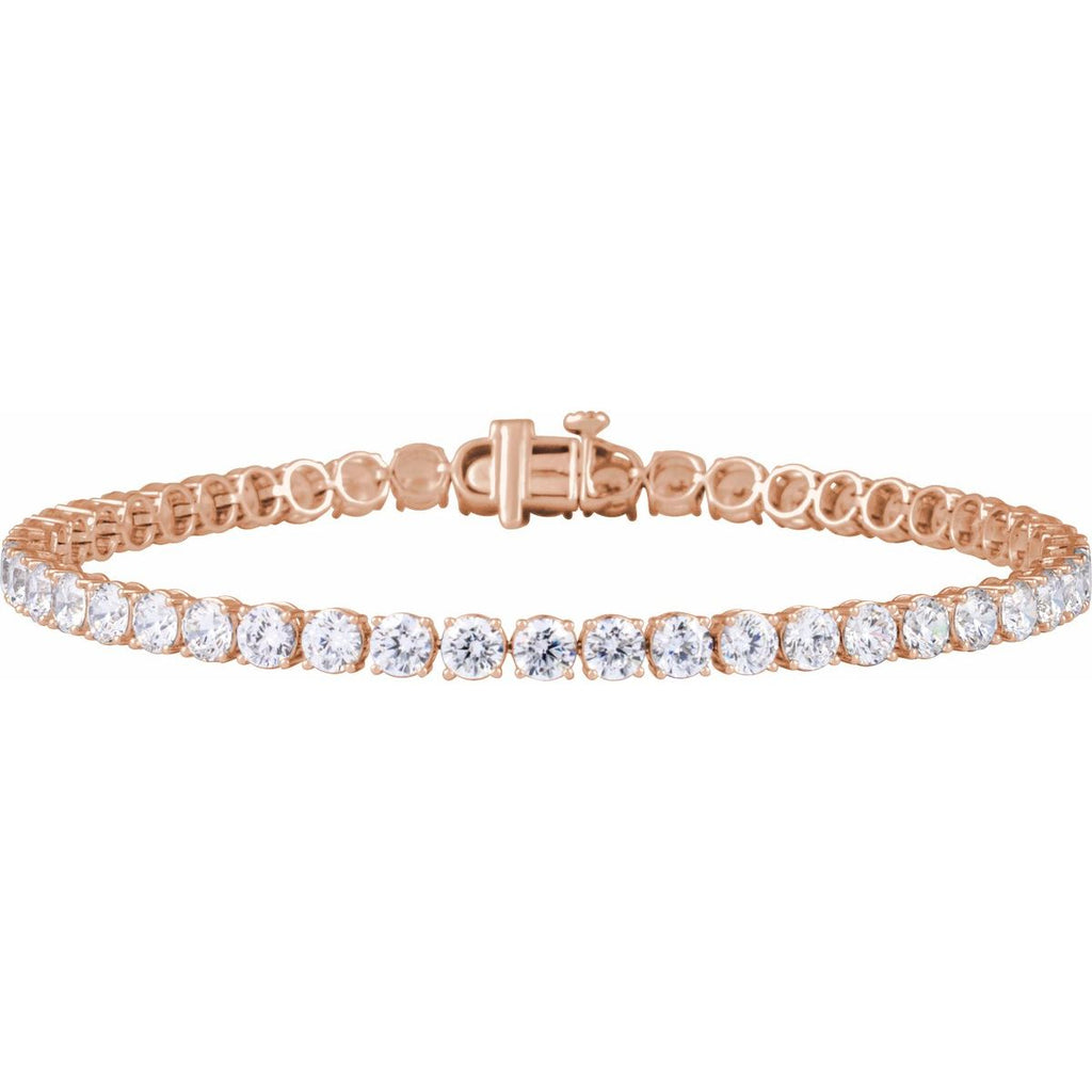7 CTW Lab-Grown Diamond Low Profile Line Bracelet in 14k rose gold