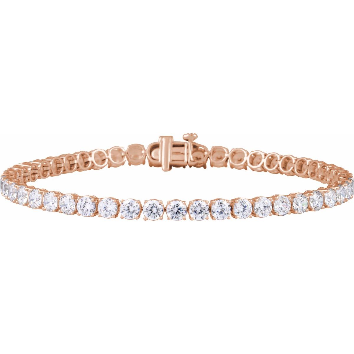 7 CTW Lab-Grown Diamond Low Profile Line Bracelet in 14k rose gold