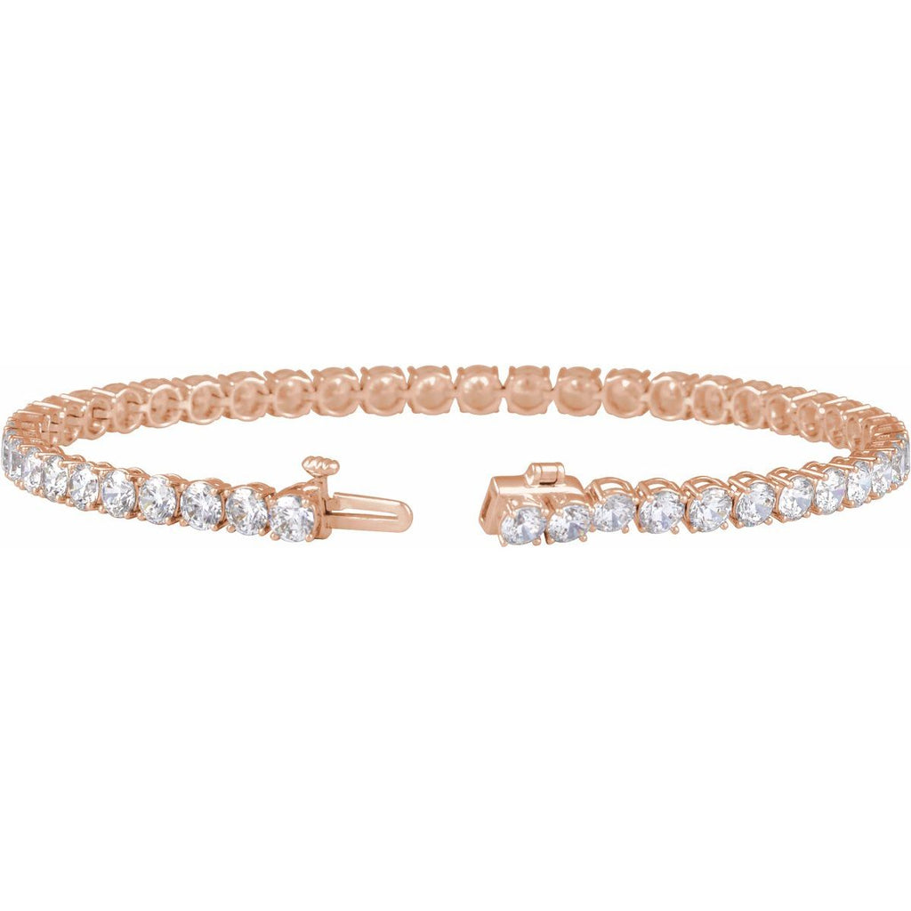 7 CTW Lab-Grown Diamond Low Profile Line Bracelet in 14k rose gold