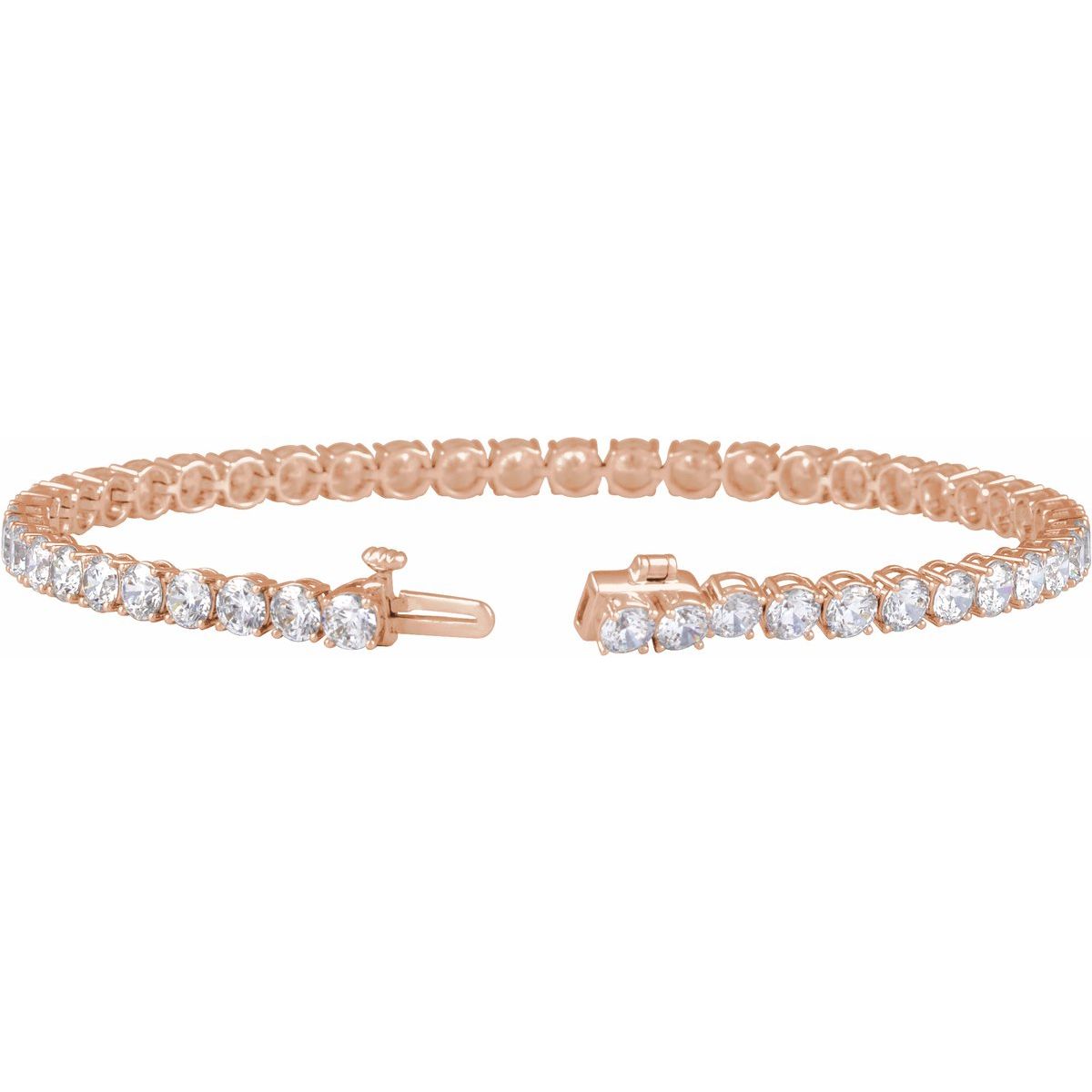 7 CTW Lab-Grown Diamond Low Profile Line Bracelet in 14k rose gold
