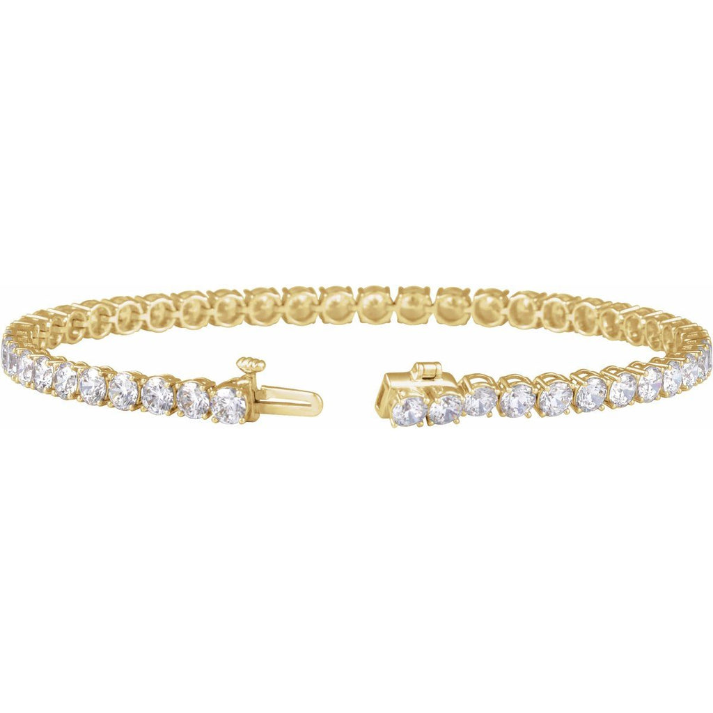 7 CTW Lab-Grown Diamond Low Profile Line Bracelet in 14k yellow gold