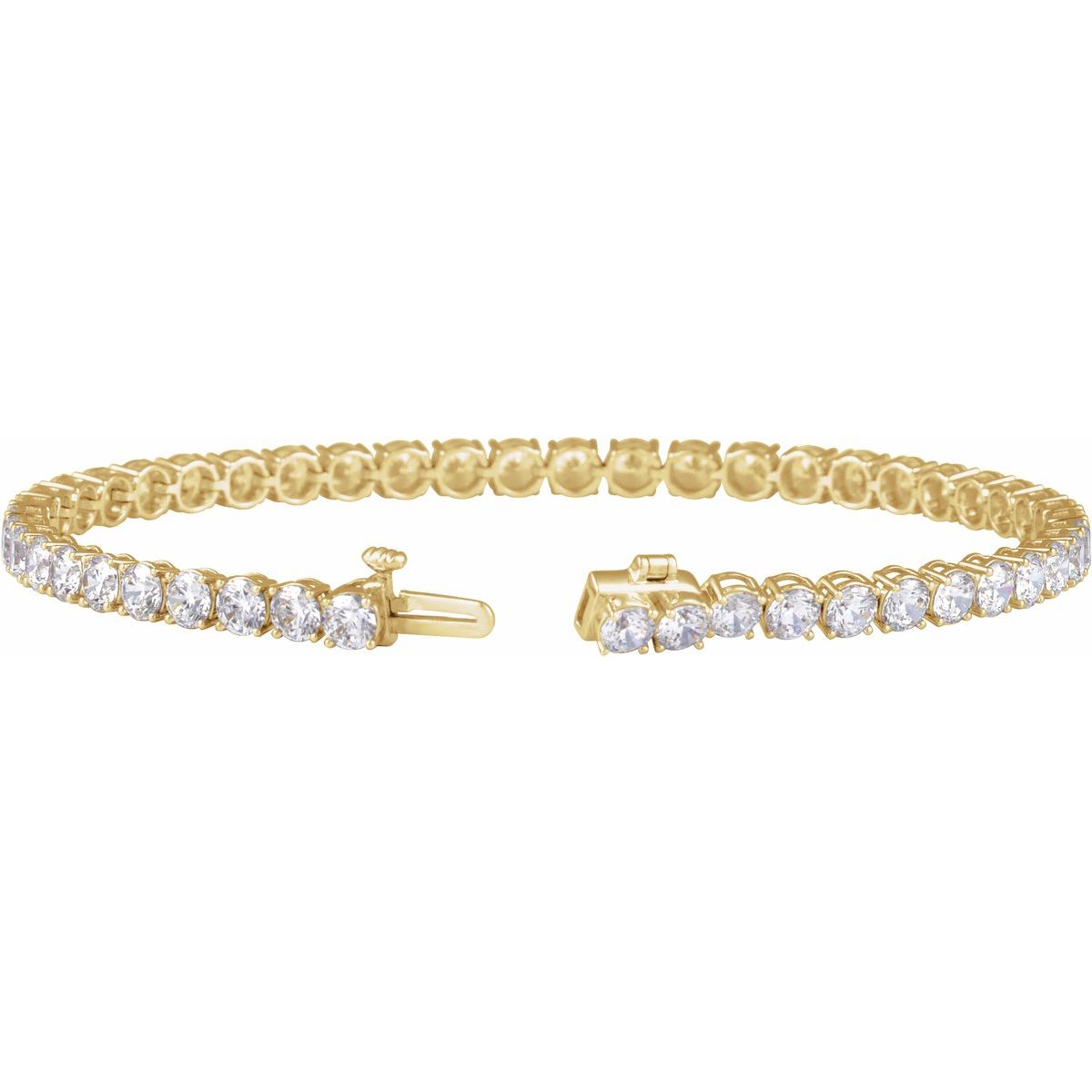 7 CTW Lab-Grown Diamond Low Profile Line Bracelet in 14k yellow gold