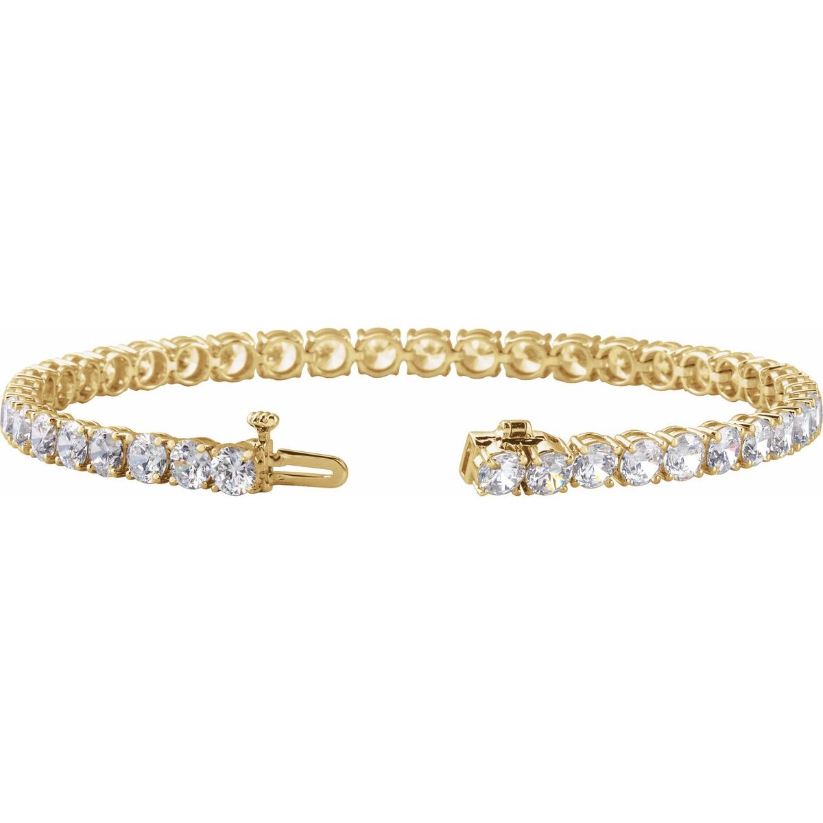 16.5 CTW Lab-Grown Diamond Low Profile Line Bracelet in 14k yellow gold