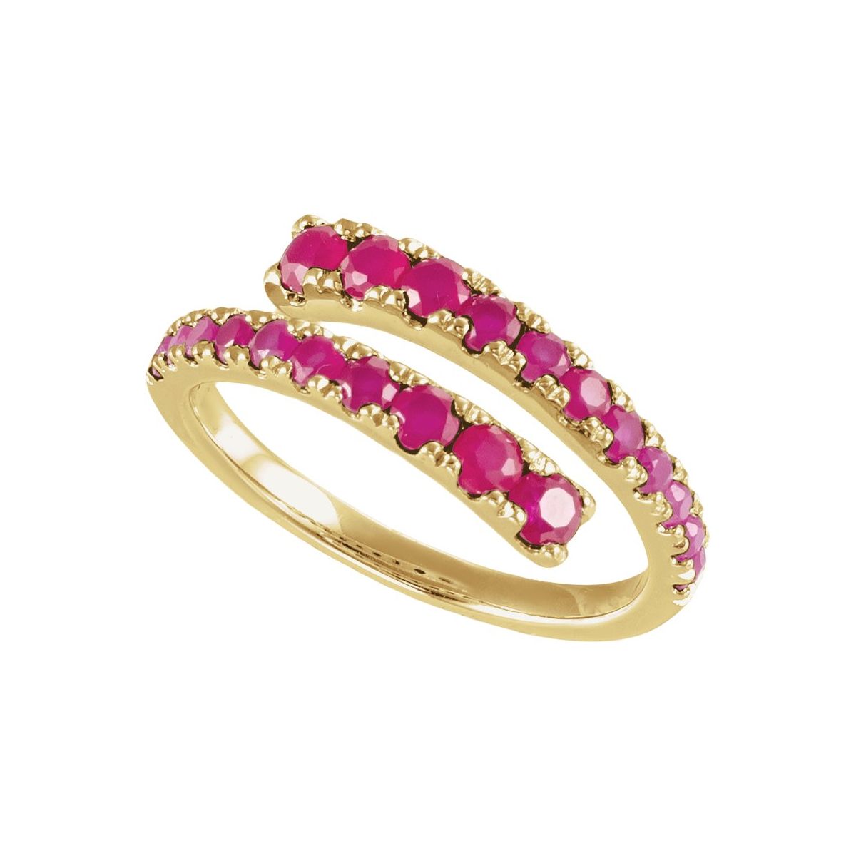 Lab-Grown Ruby Bypass Ring in 14k yellow gold