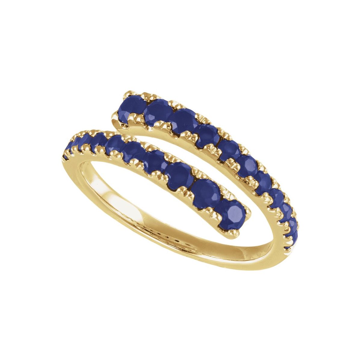 Lab-Grown Blue Sapphire Bypass Ring in 14k yellow gold